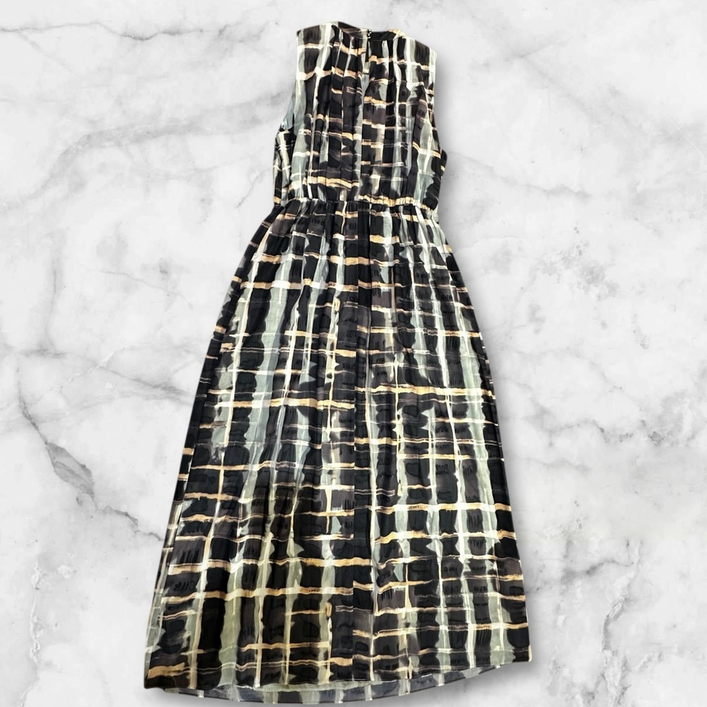 Black Cream Geometric Halter Maxi Dress High Neck Keyhole Back Workwear - Picture 5 of 8